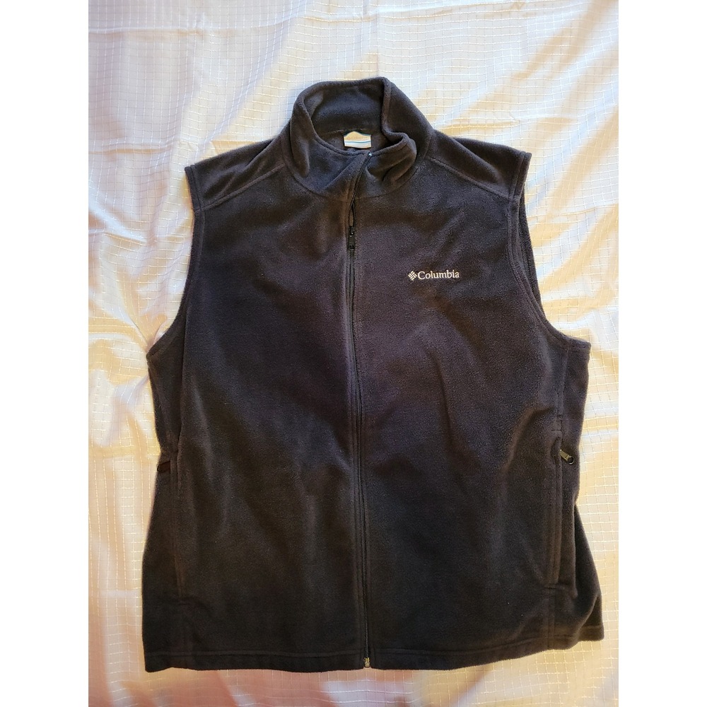 Columbia Mens Fleece Full Zip‎ Vest Black AS1535 Mock Neck Large